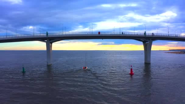 Petersburg Russia Hazi Ran 2020 Denizdeki Bir Yatın Havadan Görünüşü — Stok video