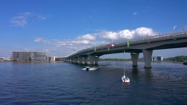 Petersburg Russia Giugno 2020 Veduta Aerea Una Barca Yacht Moto — Video Stock