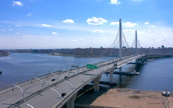 Widok Lotu Ptaka Most Nad Torami Petrovsky Zachodnia Średnica Dużej — Zdjęcie stockowe