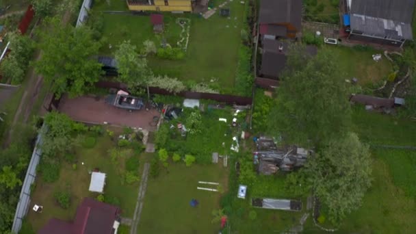 Vista Aérea Uma Bela Aldeia Russa Dia Nublado Verão Casas — Vídeo de Stock