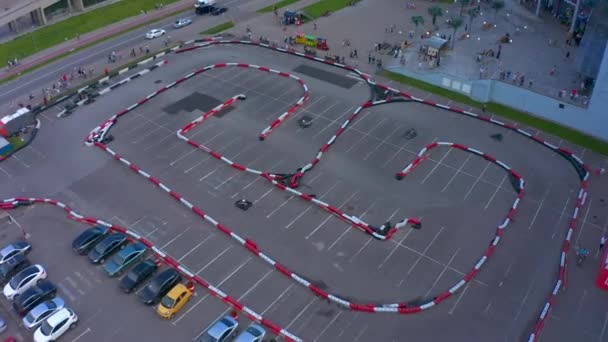 Saint Petersburg Russia August 2020 Aerial Top View Kart Track — Stock Video