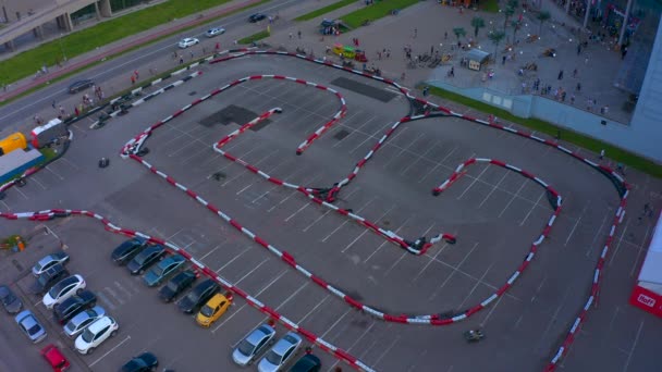 Saint Petersburg Russia August 2020 Aerial Top View Kart Track — Stock Video