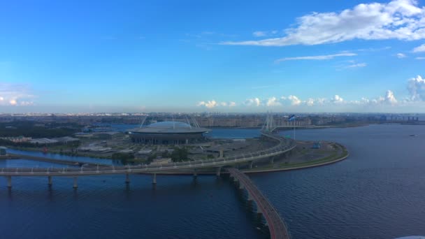Saint Petersburg Ryssland August 2020 Flygfoto Över Gazprom Arena Stadion — Stockvideo