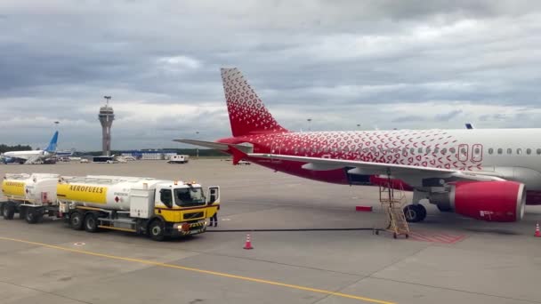 Saint Petersburg Rusko Srpna 2020 Letadlo Připravuje Startu Letišti Pulkovo — Stock video