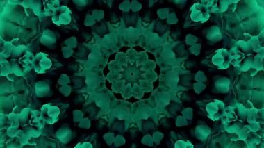 Hipnoz büyüsü. Yeşil ve mavi soyut yuvarlak süs arkaplanı. Meditasyon, Budizm ve Zen. Evrenin esrarengiz deseni. Cadının illüzyon mandalası.