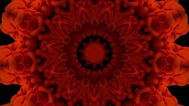 Kırmızı gizemli mandala çiçeği. Hipnotik rahatlama. Derin bir meditasyon esrarengiz şablon. Soyut kanlı bir model. Güneşin patlaması. Kızıl Ay tutulması..