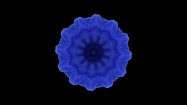 Eşsiz mavi dönen mandala arka planı. Şamanın psilosibin gezisi. Esrarengizlik, meditasyon ve rahatlama. Soyut bir rahatlama için ekran koruyucu. Ritüel dansı