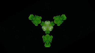 Beyaz ve yeşil üçgen soyut arka plan. Eşsiz ve karmaşık bir tasarım. Kozmik bir yıldızın patlaması. Fantastik kaleydoskopik arkaplan