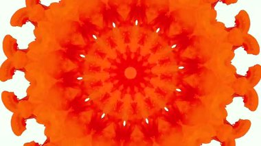 Parlak, soyut turuncu, detaylı mandala çiçeği. Güneş ve güneş enerjisi kavramı. Dünyalar ağının efsanevi bir şekilde dağılması. Evrenin yaratılışı