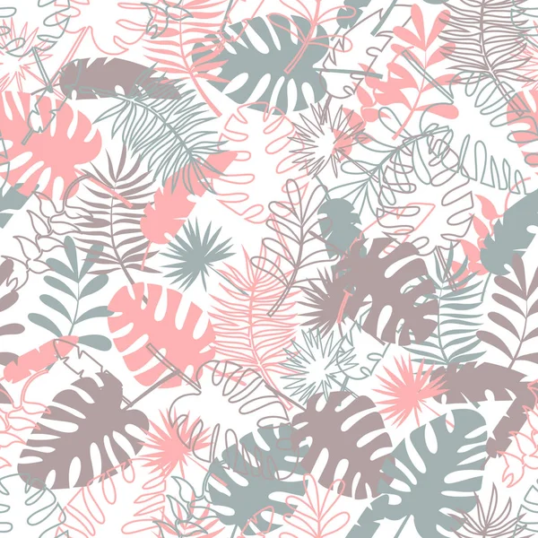 Seamless tropical pattern with palm leaves. Colorful fabric background — Stock Vector