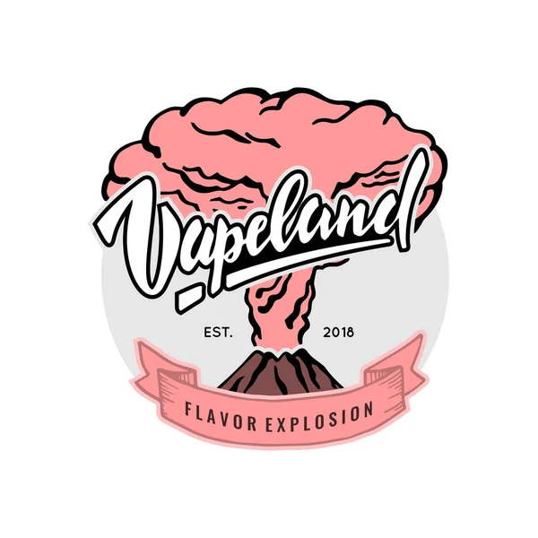 Vapeland felirat logo design. Nyomtatás, címke, jelvény, jelvény, tag lehet használni — Stock Vector