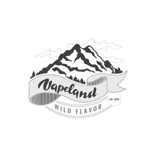 Vapeland lettering logo design. Can be used for print, label, emblem, badge, tag