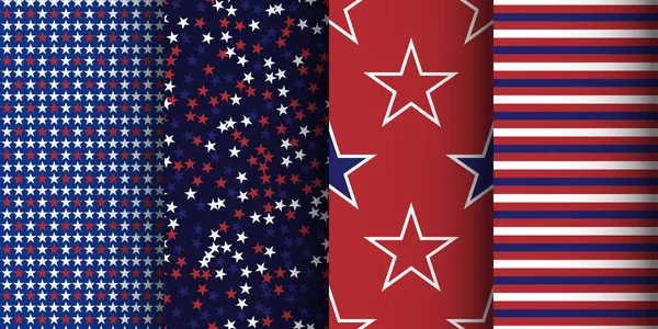 Американский патриотический полосатый и звездно-бесшовный шаблон. Ткань, обертка и одежда фон — стоковый вектор