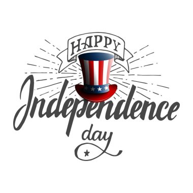 Mutlu bağımsızlık günü. Retro tarzı tasarım reklam, afiş, davetiye, parti, tebrik kartı, bar, Restoran, menü vb için yazı elle çizilmiş.