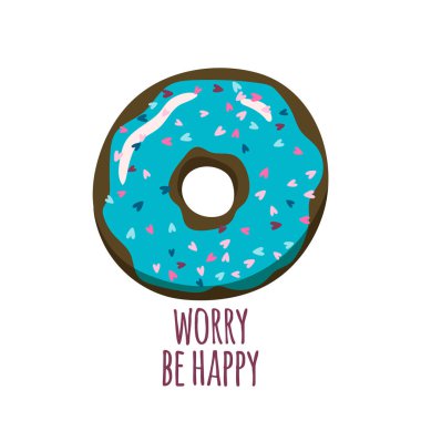 Çörek endişe mutlu olmak. Şirin yazdırma için tshirt, vb çörek ile kartı