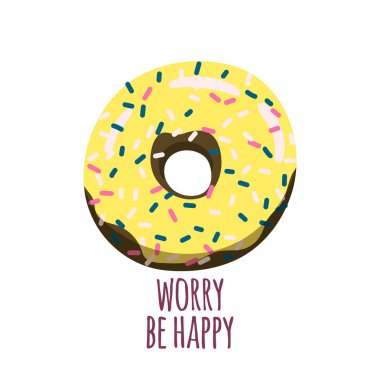 Çörek endişe mutlu olmak. Şirin yazdırma için tshirt, vb çörek ile kartı