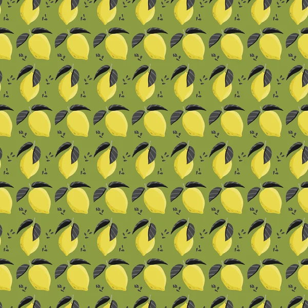 Naadloze citroen patroon. Florale achtergrond — Stockvector
