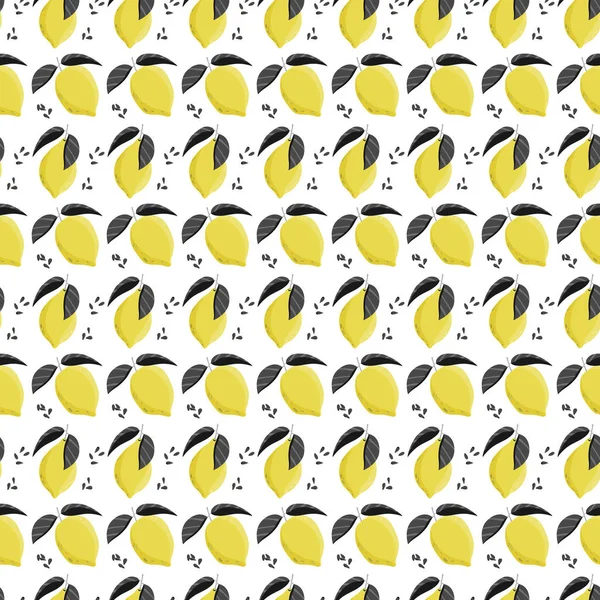 Modèle de citron sans couture. Fond floral — Image vectorielle