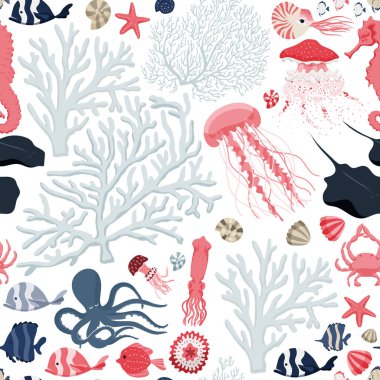 Deniz hayat seamless modeli.