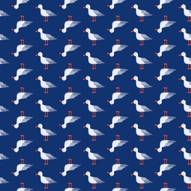 Martılar ile Seamless modeli. Ambalaj ve kumaş arka plan