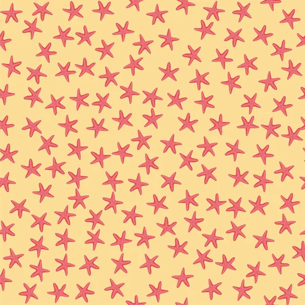 Patrón de estrellas de mar sin costuras. Fondo de mar para envolver, papel pintado y tela — Vector de stock