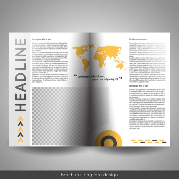 Corporate bi-fold brochure template design. Annual report, presentation, book cover or flyer.