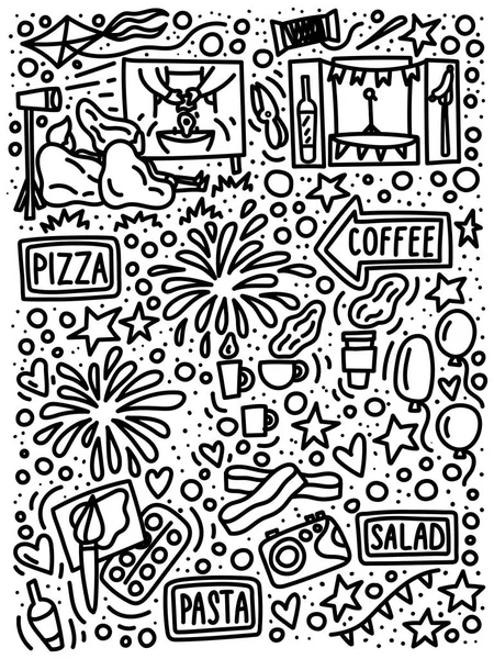 Festival de comida de rua estilo doodle mão desenhada conceito . — Vetor de Stock