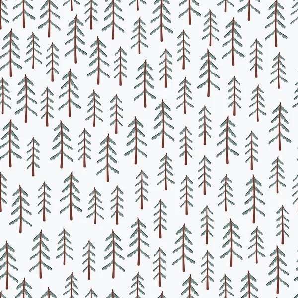Fir tree seamless pattern background. Hand drawn doodle illustration Stock Vector