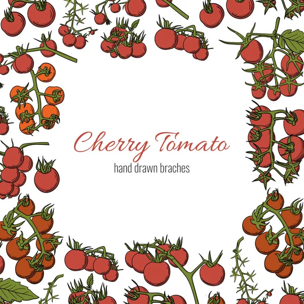 Cherry tomat handritade ram Page mall. — Stock vektor