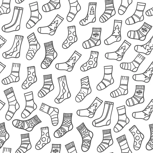 Chaussettes Doodle motif sans couture tissu dessiné à la main fond . — Image vectorielle