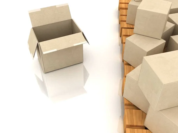 Karton Boxes Render — Stok fotoğraf