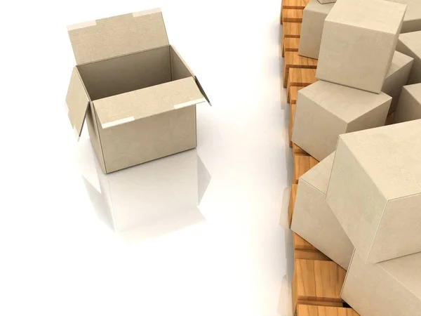 Cajas Cartón Render — Foto de Stock