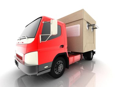 Kamyon. Kargo Teslimat.3d Render İllüstrasyon.