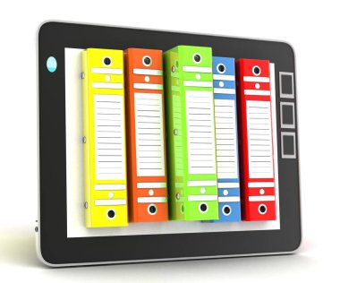 Tablet computer (documents folder).3-d Illustration.
