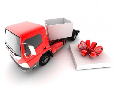 Kamyon. Kargo Teslimat.3d Render İllüstrasyon.