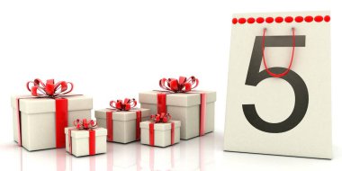 3d Render İllüstrasyon . Beş Hediye.