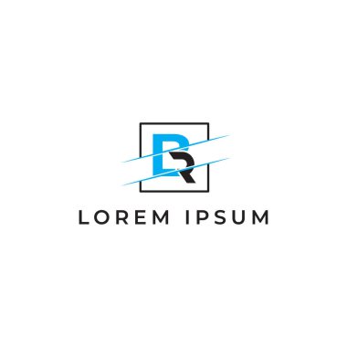 BR Letter Logo Tasarımı Mavi ve siyah renkli Modern Moda Tipografisi