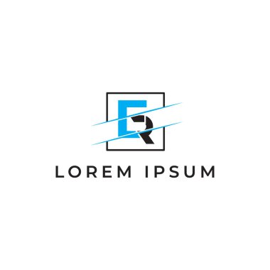 ER Harf Logosu Tasarımı Mavi ve siyah renkli Yaratıcı Modern Trendi Tipografisi