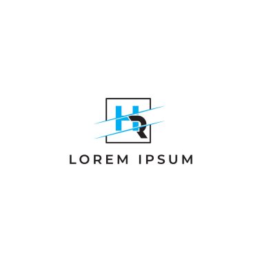 HR Harf Logosu Tasarımı Mavi ve siyah renkli Modern Moda Tipografisi