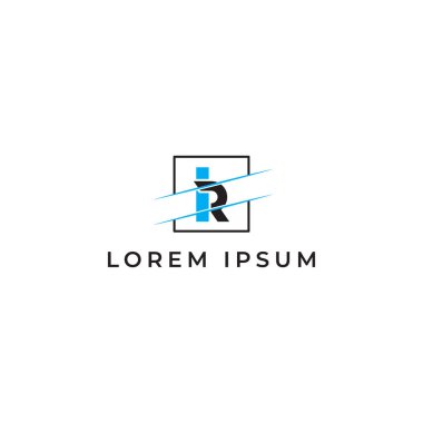 IR Harf Logosu Tasarımı Mavi ve siyah renkli Yaratıcı Modern Trendi Tipografisi