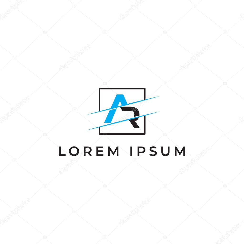 AR Letter Logo Design with Creative Modern Trendy Typography with blue and black color