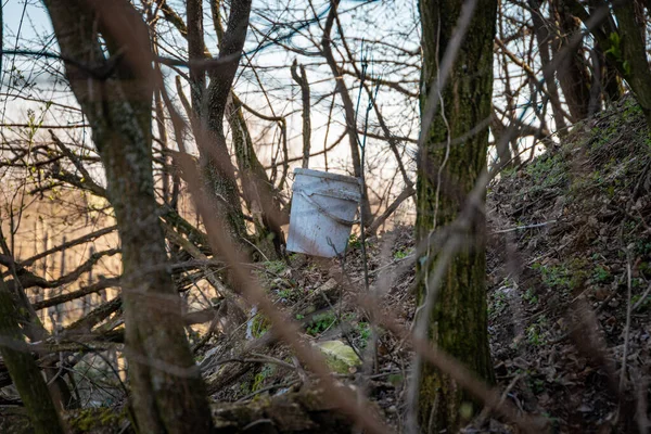 Bucket Other Garbage Left Nature — Stock Photo, Image