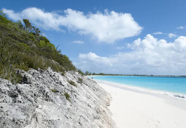 Vista Uma Praia Vazia Ilha Desabitada Half Moon Cay Bahamas — Fotografia de Stock
