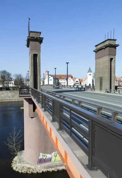 Most Nad Rzeką Niemen Prowadzącej Centrum Miasta Kownie Litwa — Zdjęcie stockowe