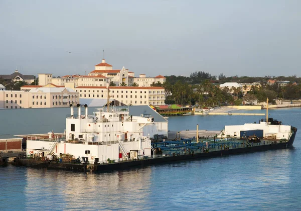 Vista Industrial Del Puerto Nassau Atardecer Bahamas — Foto de Stock