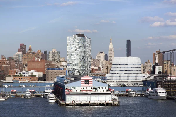 Vue Sur Les Jetées Manhattan Midtown Près Fleuve Hudson New — Photo