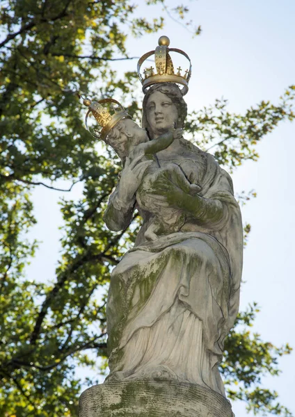 17Th Century Sculpture Our Lady Created Gratitude Survival Plague Warsaw — Stock Photo, Image