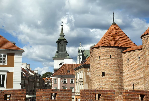 Pohled Přes Staré Městské Hradby Předhradí Historické Čtvrti Nové Město — Stock fotografie