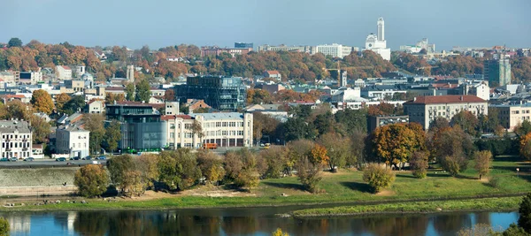 Panoramic View Kaunas Downtown Neman River Christ Resurrection Church Background — Stock Photo, Image