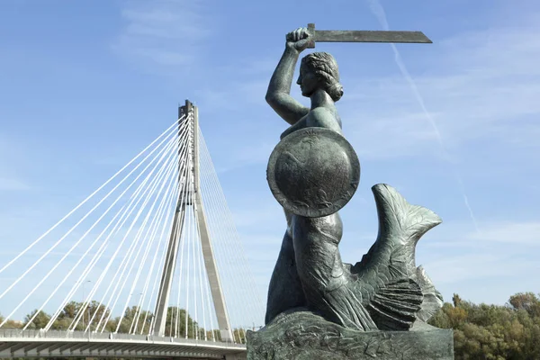 Escultura Uma Sereia Com Uma Espada Nome Cidade Escudo Uma — Fotografia de Stock